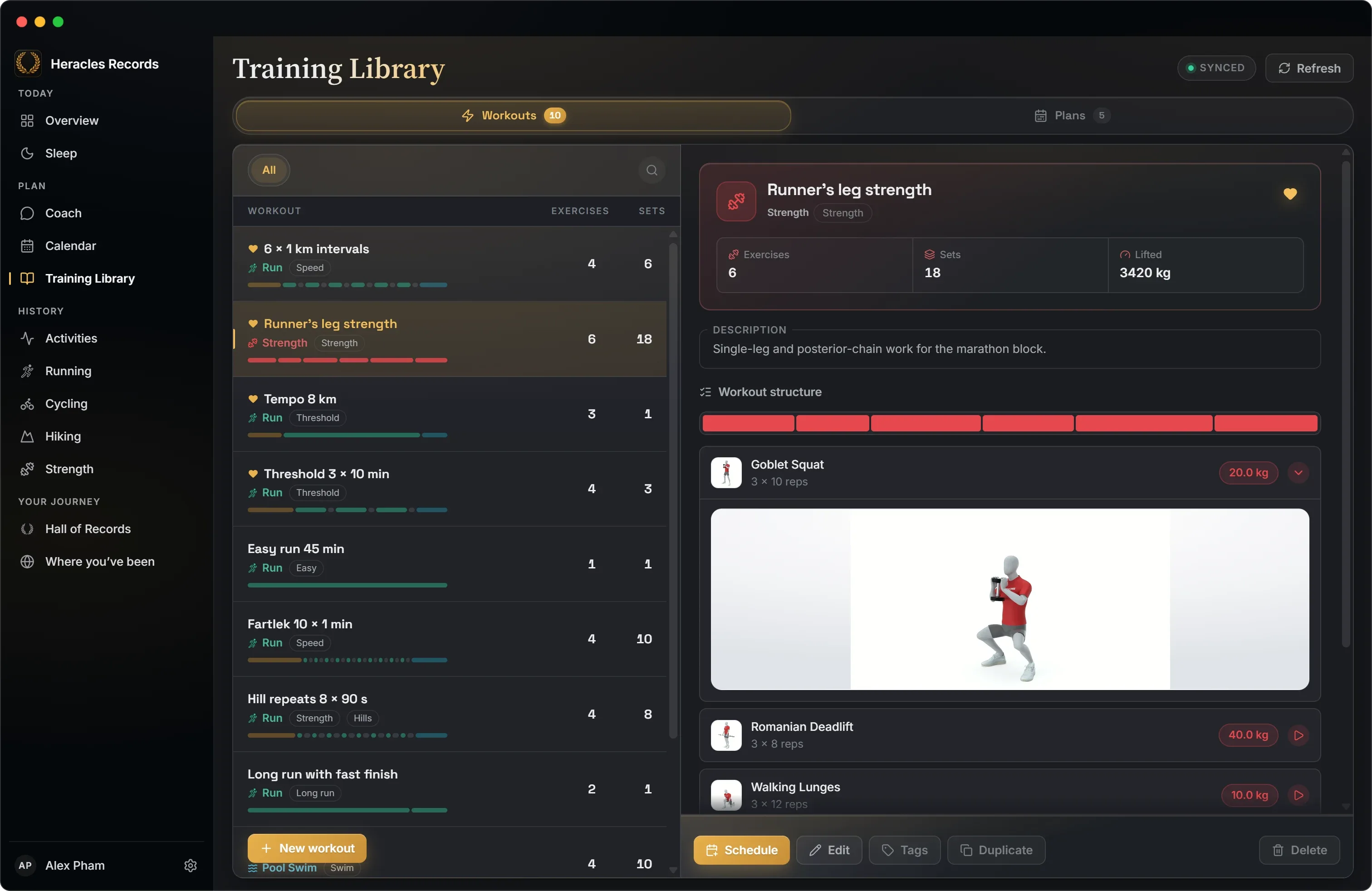 Training Library: a strength workout with each movement's demonstration clip